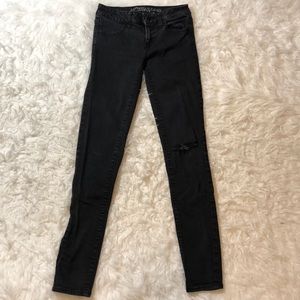 Black Distressed American Eagle Jeggings
